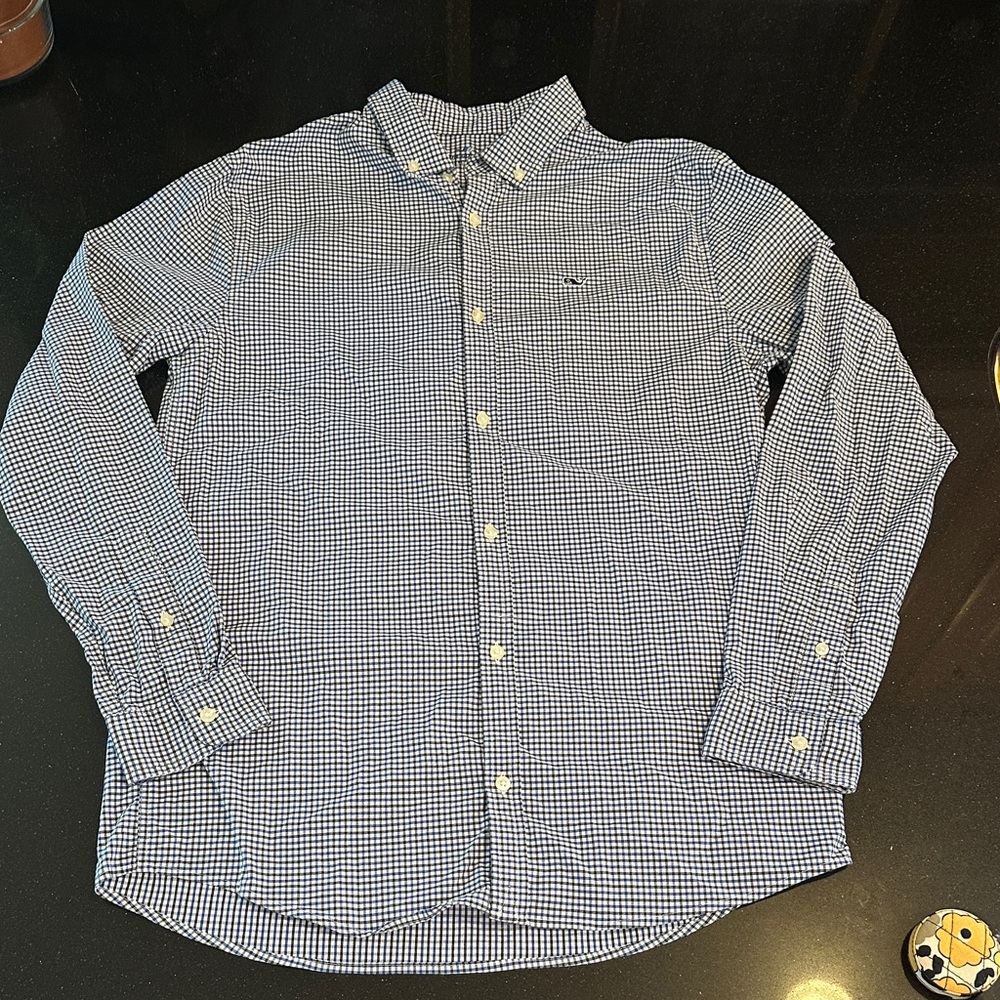 Vineyard Vines ON-THE-GO Performance brrr Blue, Black &White Shirt (Sz:Boys XL)